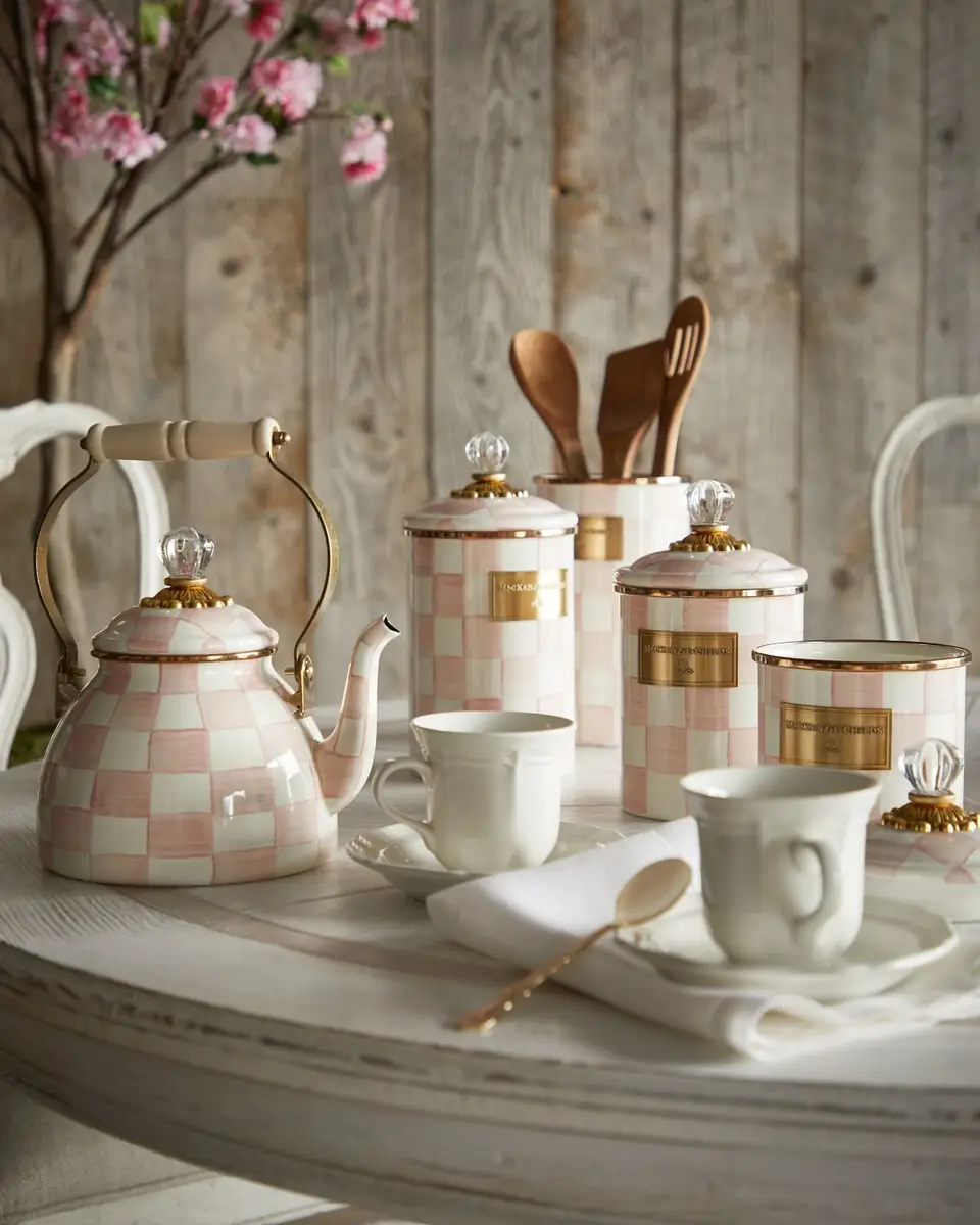 MacKenzie-Childs Rosy Check Enamel Tea Kettle, 2 Quarts | Thumbnail 5 MacKenzie-Childs Rosy Check Enamel Tea Kettle, 2 Quarts | Thumbnail 5