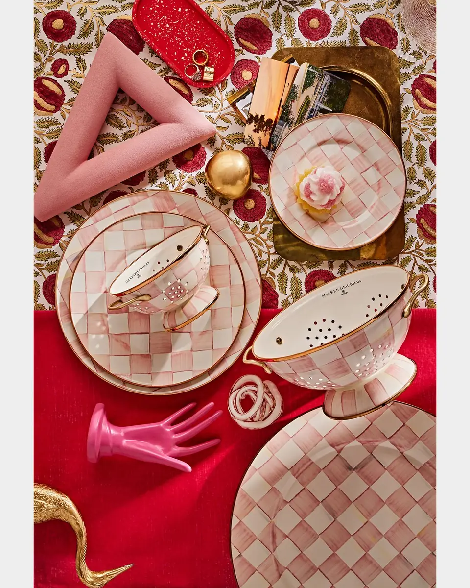 MacKenzie-Childs Rosy Check Enamel Colander, Small | Thumbnail 5 MacKenzie-Childs Rosy Check Enamel Colander, Small | Thumbnail 5