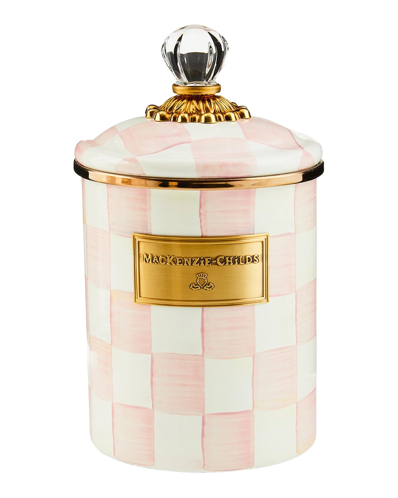 MacKenzie-Childs Rosy Check Enamel Canister