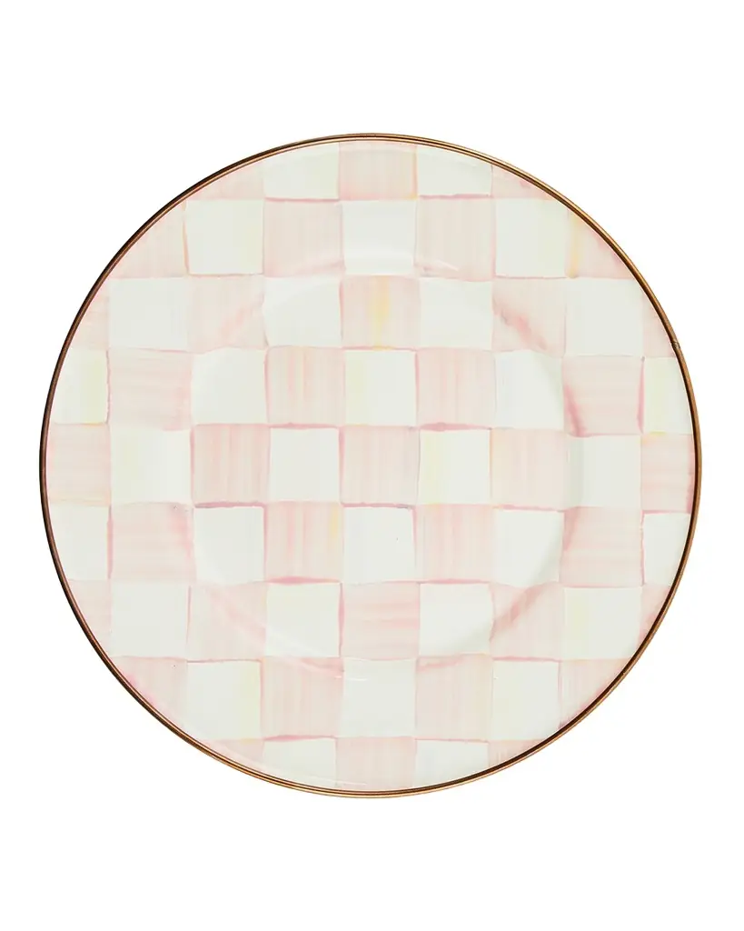 MacKenzie-Childs Rosy Check Enamel Salad/Dessert Plate
