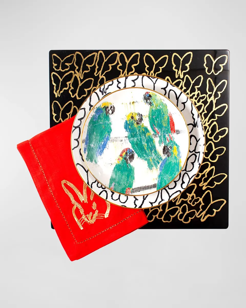 Hunt Slonem Midnight Butterflies Square Lacquer Placemat | Thumbnail 2 Hunt Slonem Midnight Butterflies Square Lacquer Placemat | Thumbnail 2