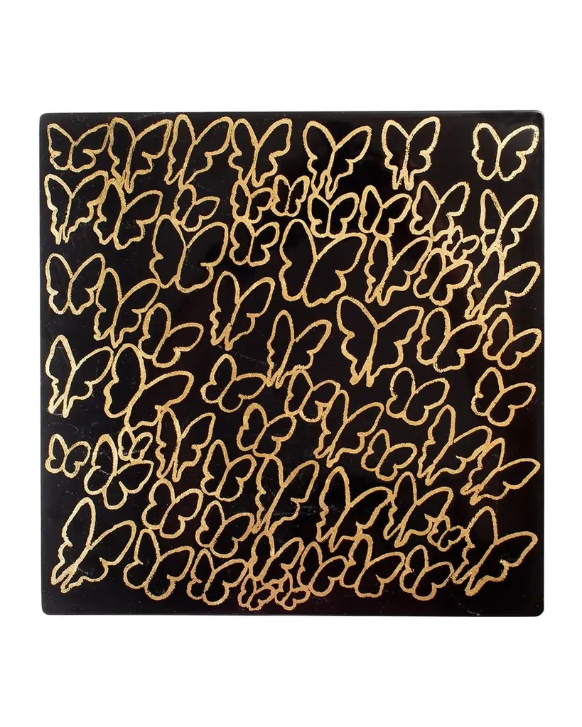 Hunt Slonem Midnight Butterflies Square Lacquer Placemat | Image 1 Hunt Slonem Midnight Butterflies Square Lacquer Placemat | Image 1