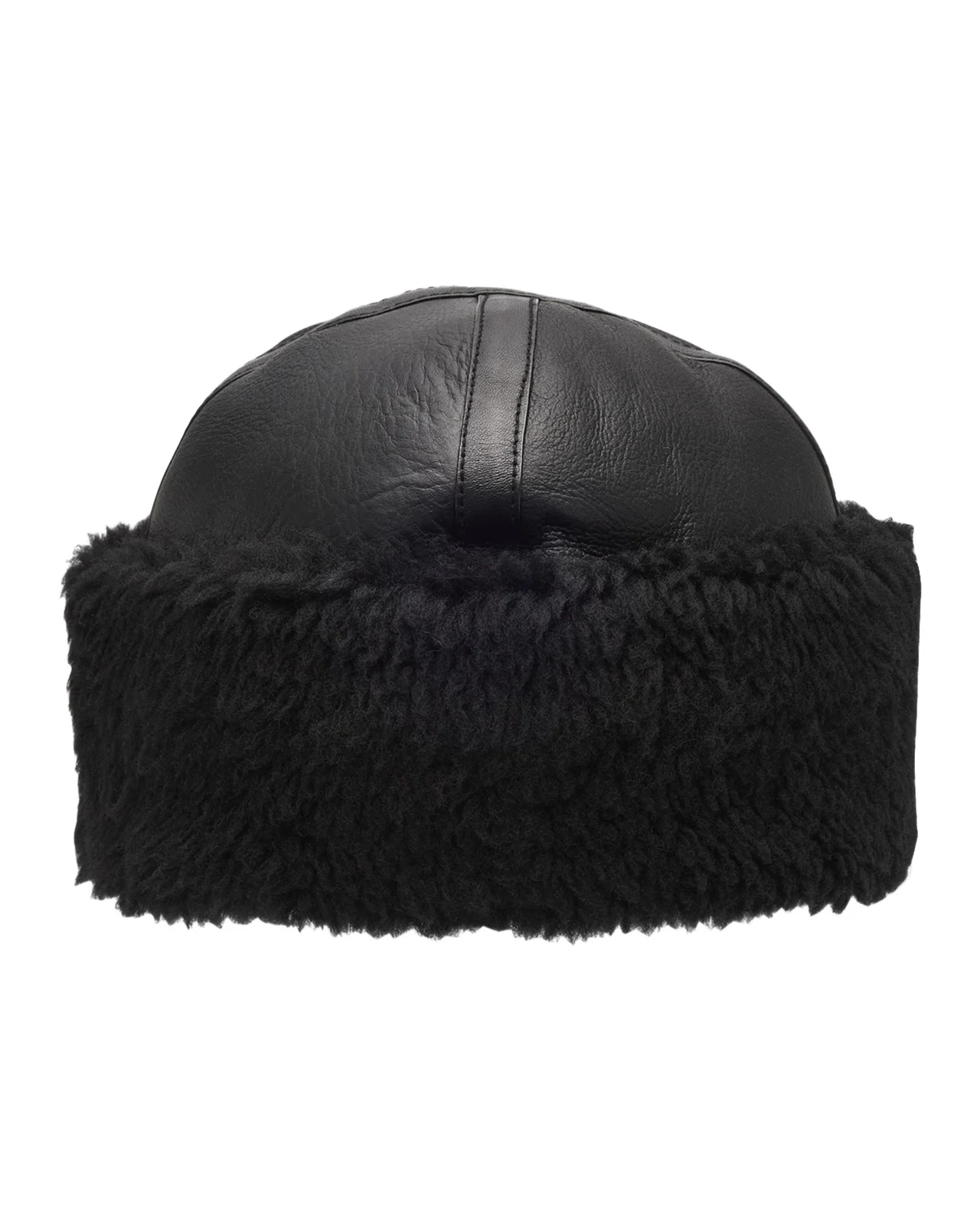 Leather Shearling Cuff Beanie Leather Shearling Cuff Beanie