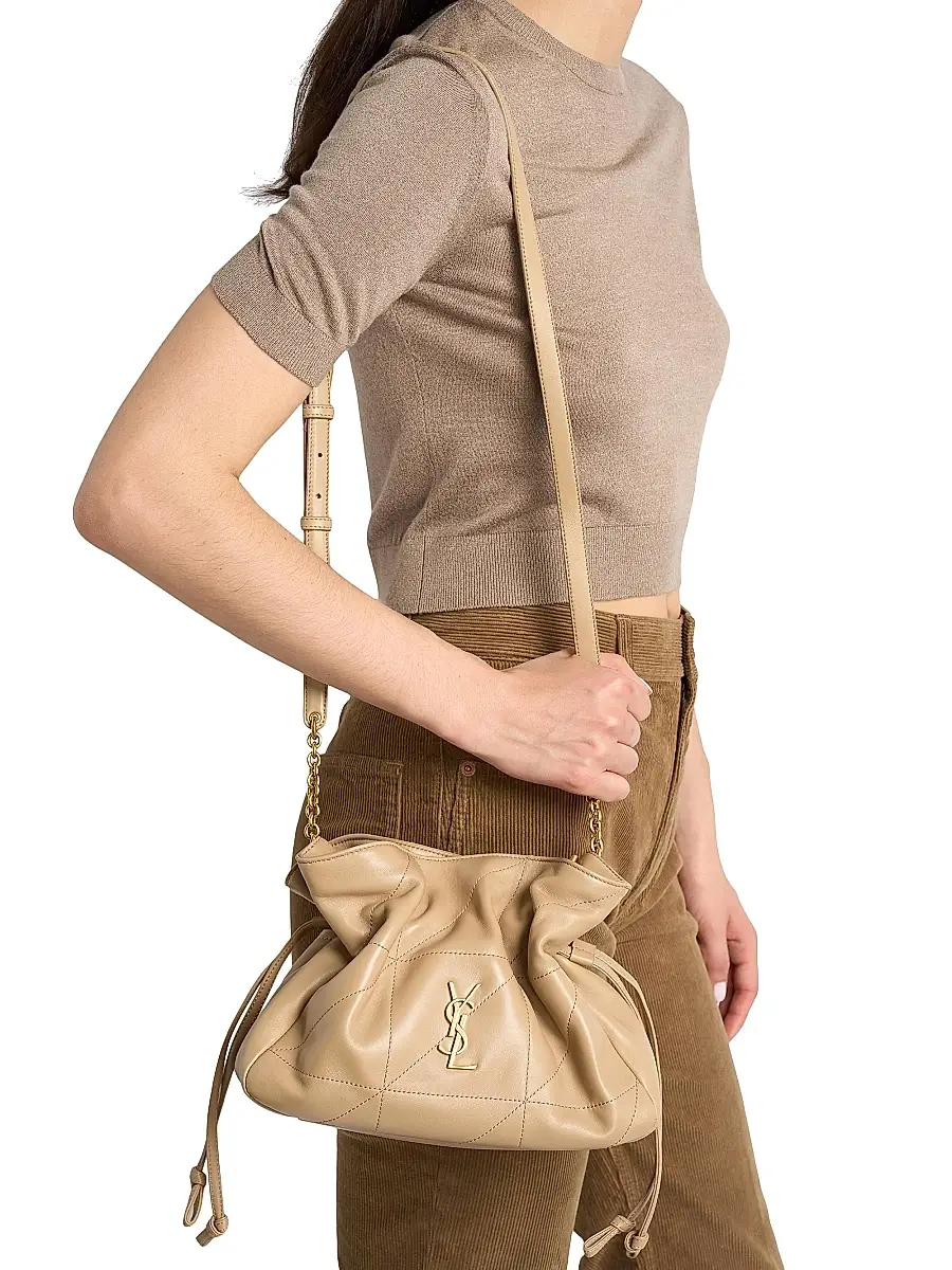 Saint Laurent Women's Jamie Shoulder Bag in Lambskin Leather - Clear Beige | Thumbnail 3