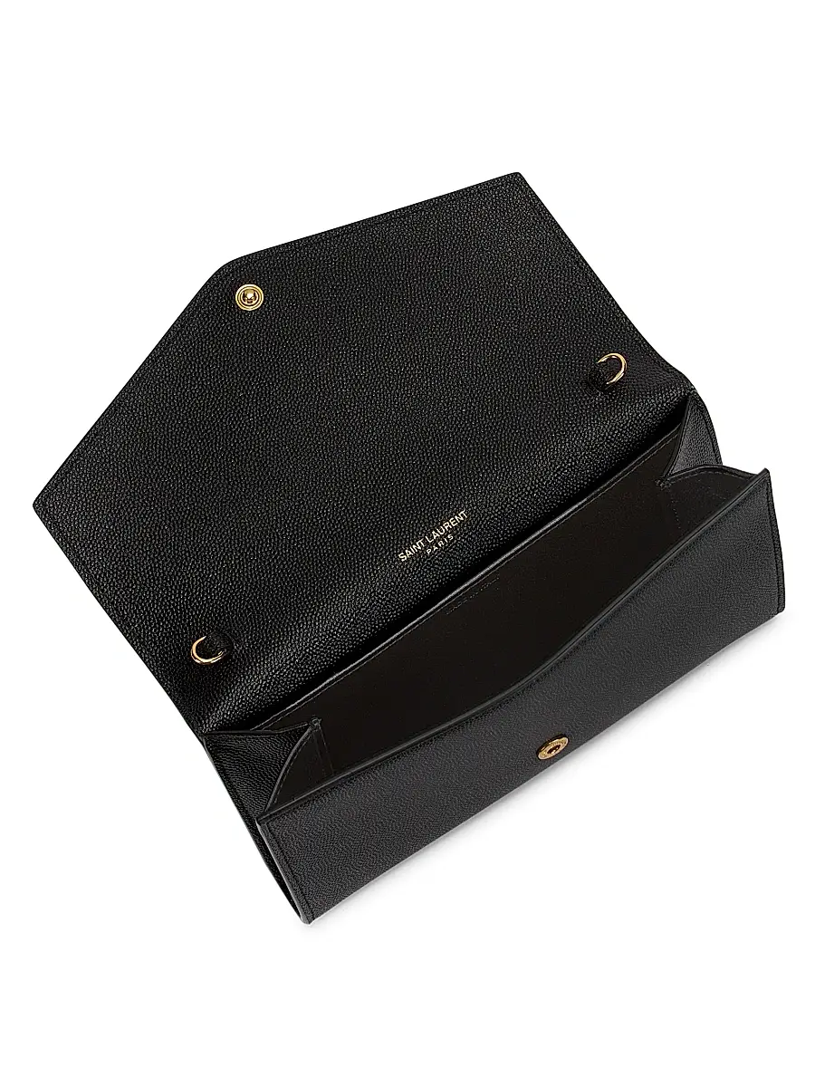 Saint Laurent Women's Uptown Chain Wallet in Grain De Poudre Embossed Leather | Thumbnail 3 Saint Laurent Women's Uptown Chain Wallet in Grain De Poudre Embossed Leather | Thumbnail 3