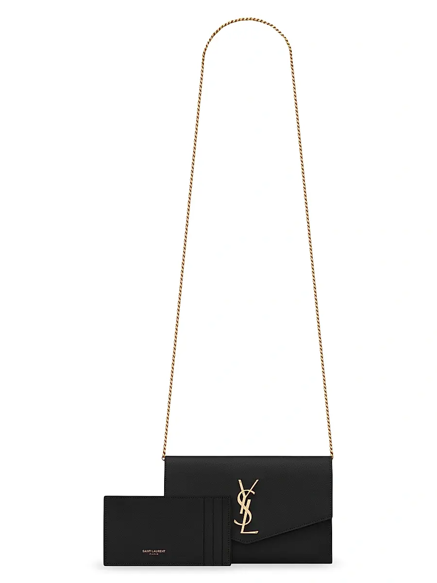 Saint Laurent Women's Uptown Chain Wallet in Grain De Poudre Embossed Leather | Thumbnail 4 Saint Laurent Women's Uptown Chain Wallet in Grain De Poudre Embossed Leather | Thumbnail 4