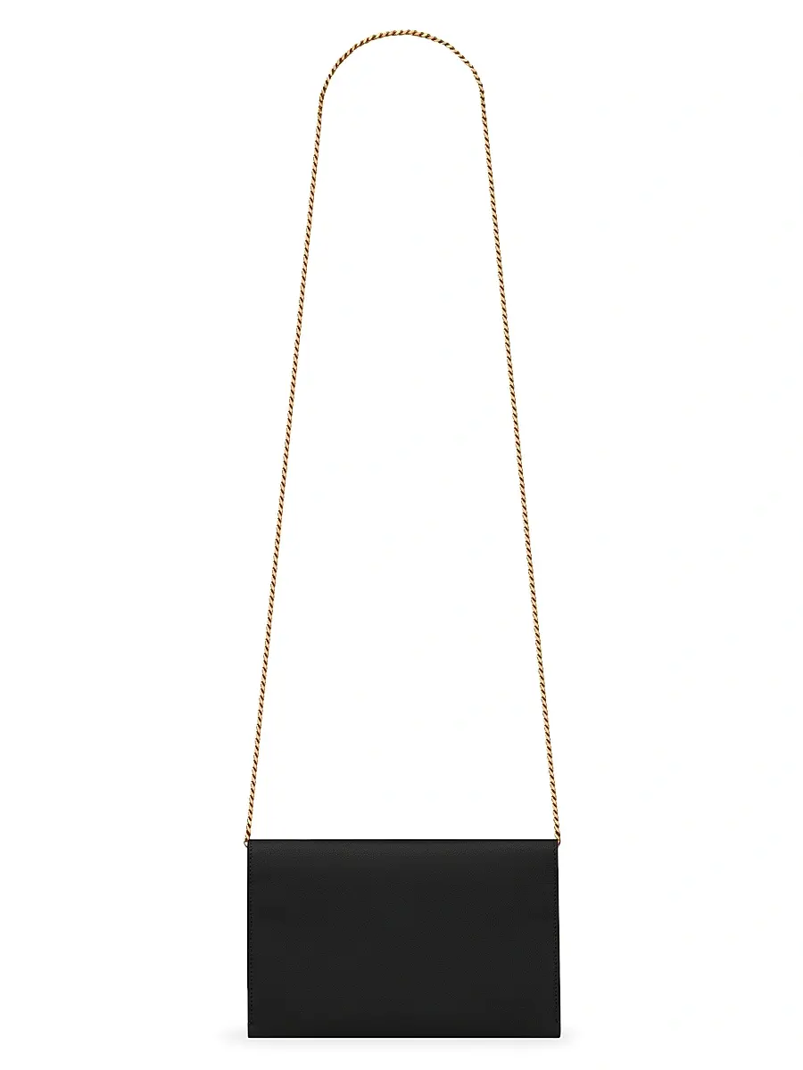 Saint Laurent Women's Uptown Chain Wallet in Grain De Poudre Embossed Leather | Thumbnail 5 Saint Laurent Women's Uptown Chain Wallet in Grain De Poudre Embossed Leather | Thumbnail 5