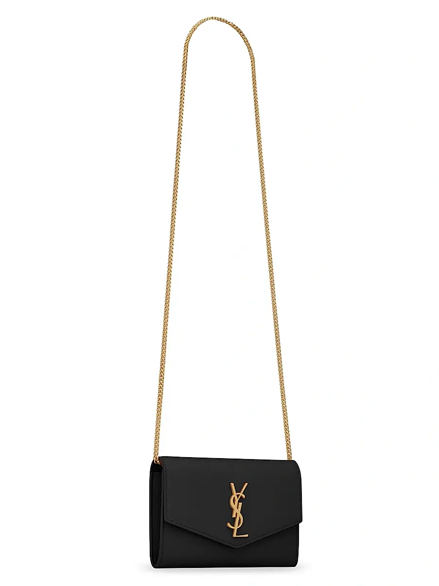 Saint Laurent Women's Uptown Chain Wallet in Grain De Poudre Embossed Leather | Thumbnail 8 Saint Laurent Women's Uptown Chain Wallet in Grain De Poudre Embossed Leather | Thumbnail 8