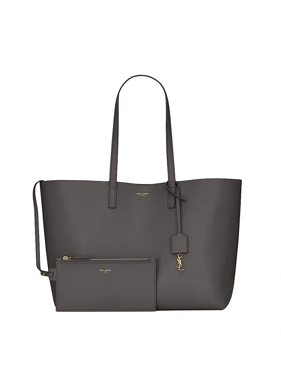 Saint Laurent Women's Shopping Tote Bag in Leather - Storm | Thumbnail 3 Saint Laurent Women's Shopping Tote Bag in Leather - Storm | Thumbnail 3