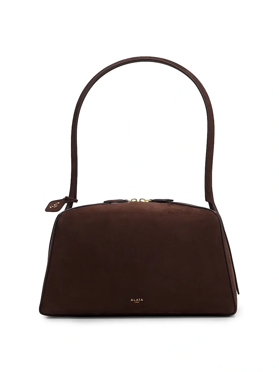 ALAIA Women's Le Bouledogue Nubuck Shoulder Bag - Brun Fonce | Image 1 ALAIA Women's Le Bouledogue Nubuck Shoulder Bag - Brun Fonce | Image 1