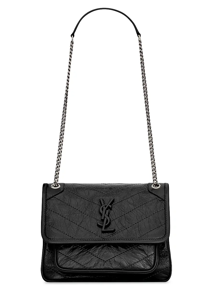 Saint Laurent Women's Niki Baby Shoulder Bag in Vintage Leather - Nero
