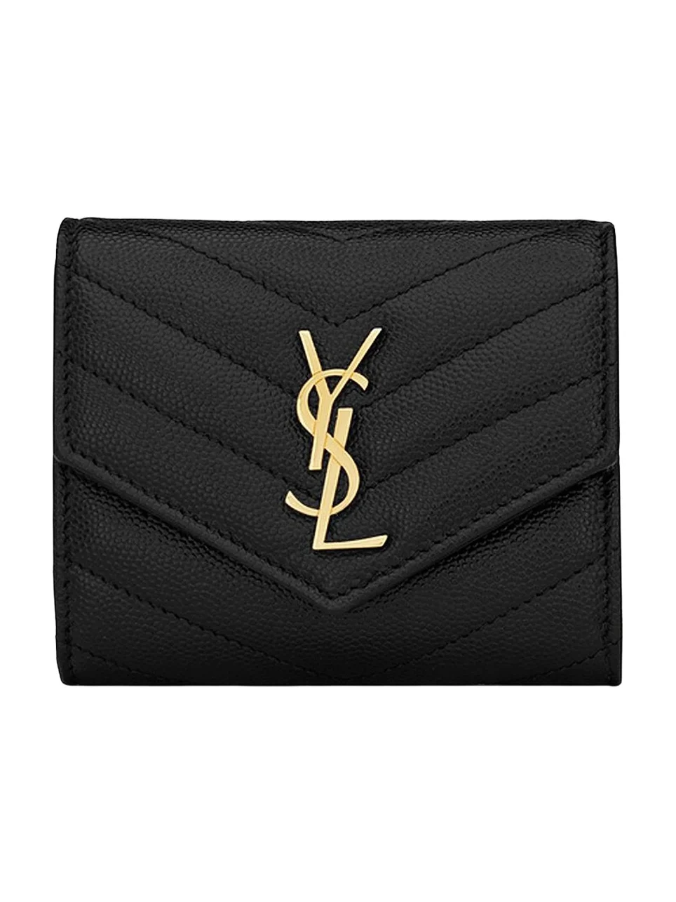 Saint Laurent Women's Cassandre Matelassé Multi-Fold Wallet in Leather - Black