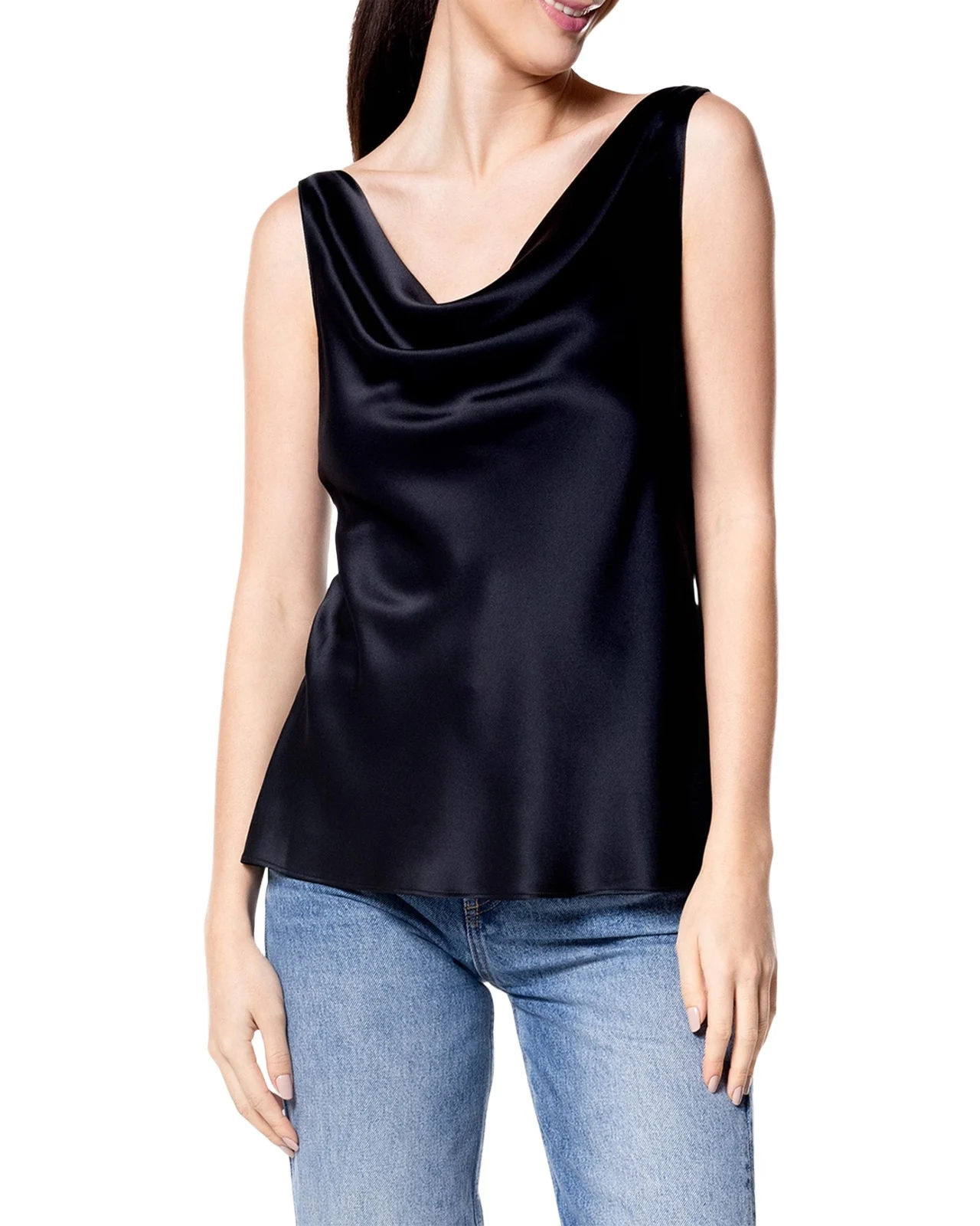 Christine Lingerie Cowl-Neck Silk Tank