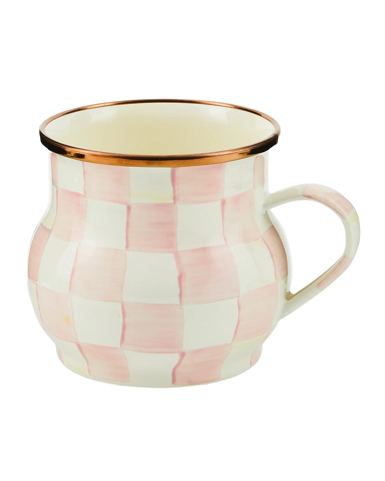 MacKenzie-Childs Rosy Check Enamel Mug