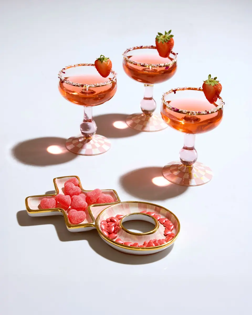 MacKenzie-Childs Rosy Check Coupe Glass | Thumbnail 5 MacKenzie-Childs Rosy Check Coupe Glass | Thumbnail 5