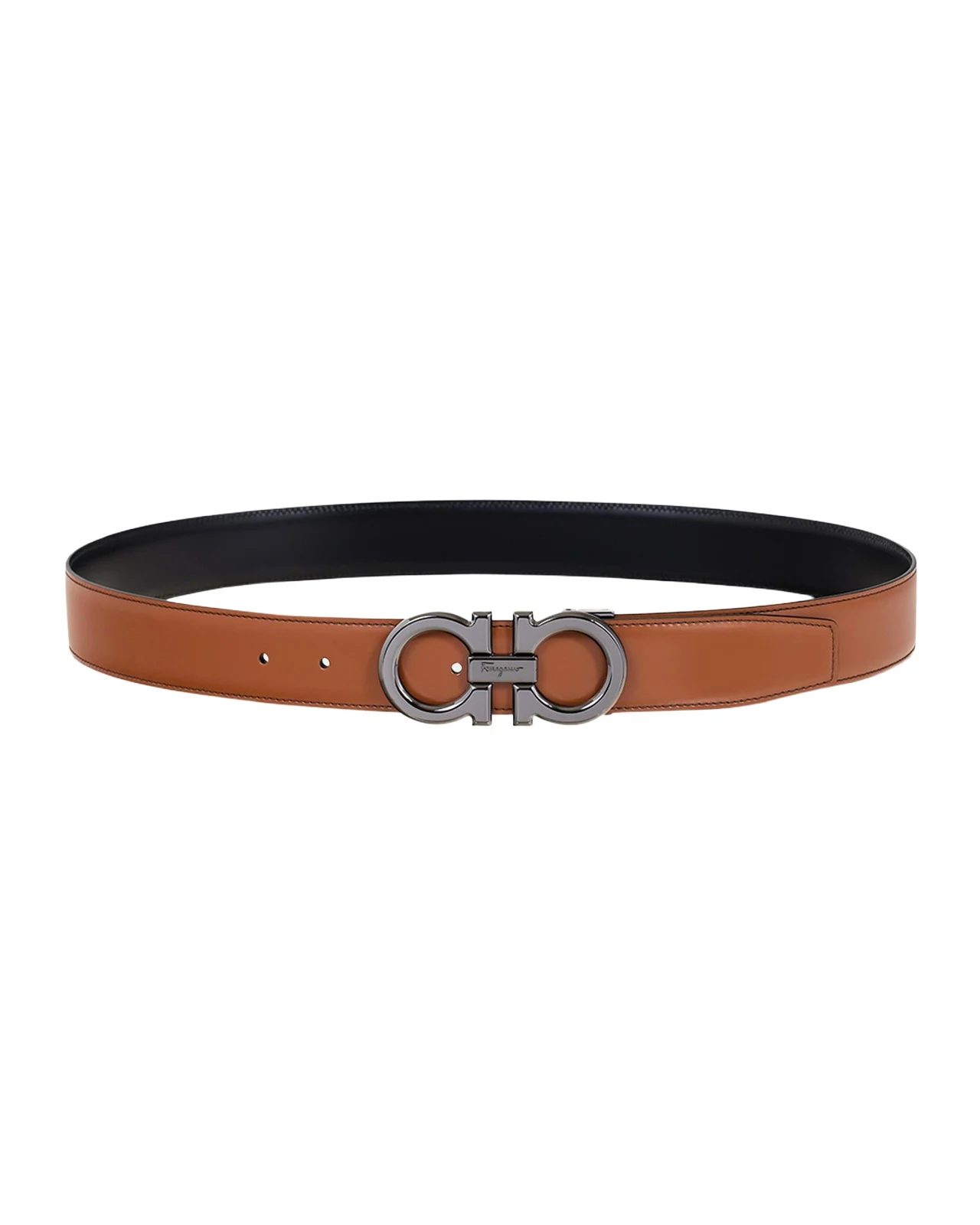 Men's Double Adjustable Leather Gancini Belt Men's Double Adjustable Leather Gancini Belt