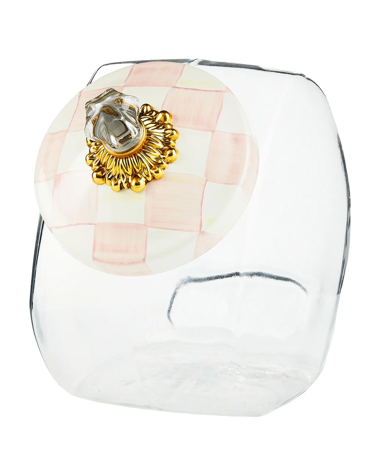 MacKenzie-Childs Cookie Jar with Rosy Check Enamel Lid