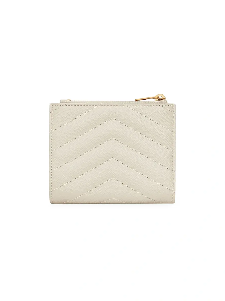 Saint Laurent Women's Cassandre Matelasse Bi-Fold Wallet - Blanc Vintage | Thumbnail 4 Saint Laurent Women's Cassandre Matelasse Bi-Fold Wallet - Blanc Vintage | Thumbnail 4