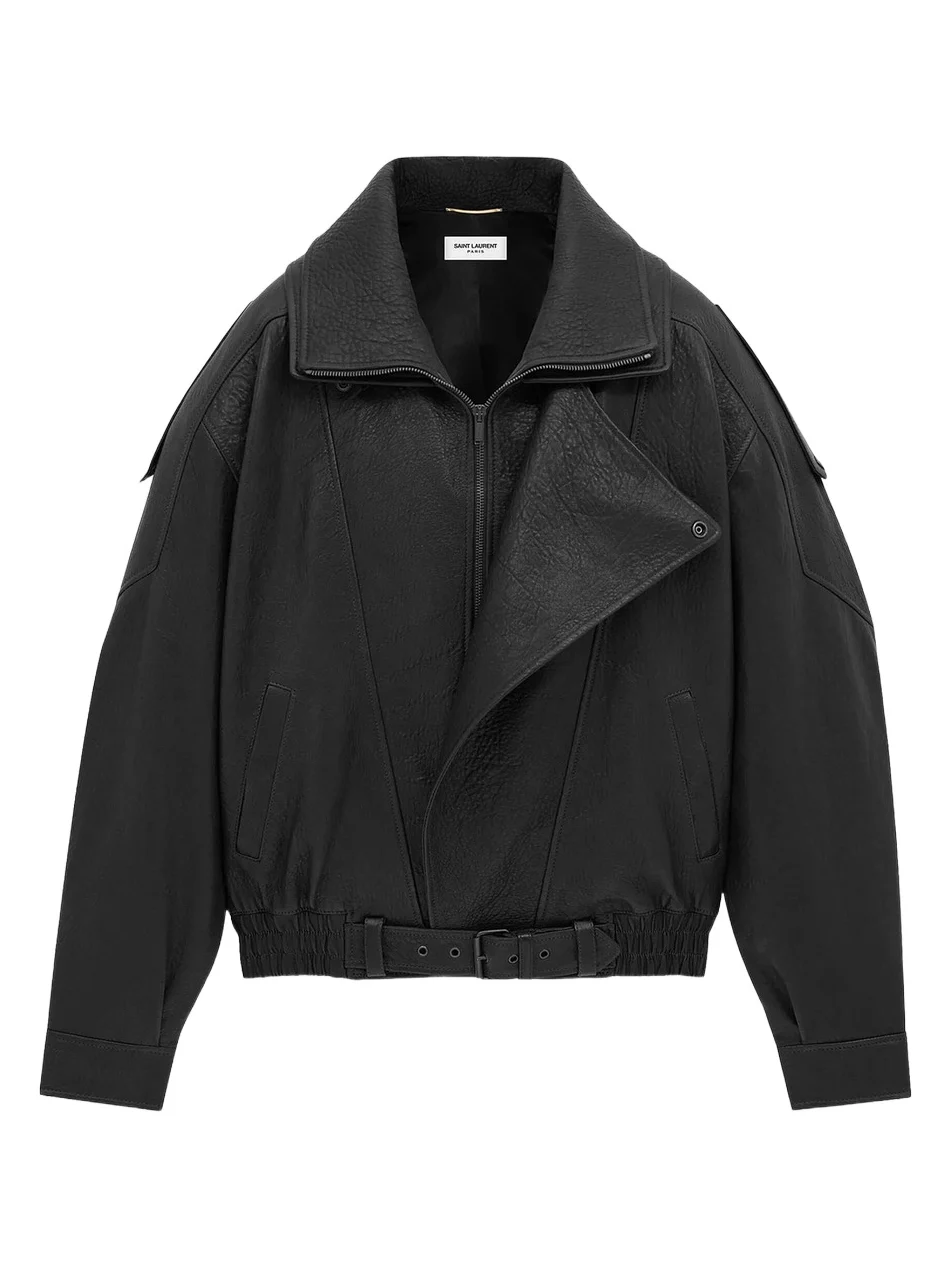 Saint Laurent Women's Bomber Jacket in Lambskin - Black