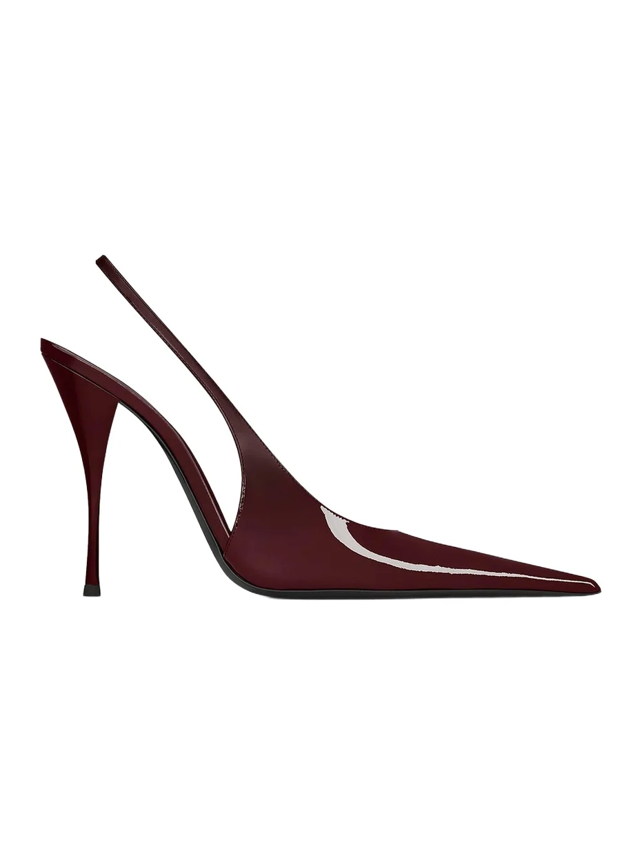 Women's Slingback Pumps in Patent Leather - Marron Glace Women's Slingback Pumps in Patent Leather - Marron Glace