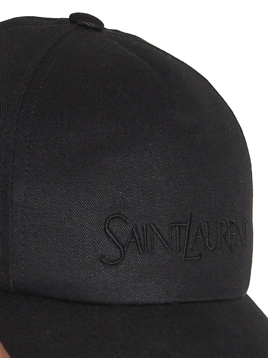 Saint Laurent Men's Cap In Gabardine - Black | Thumbnail 4 Saint Laurent Men's Cap In Gabardine - Black | Thumbnail 4
