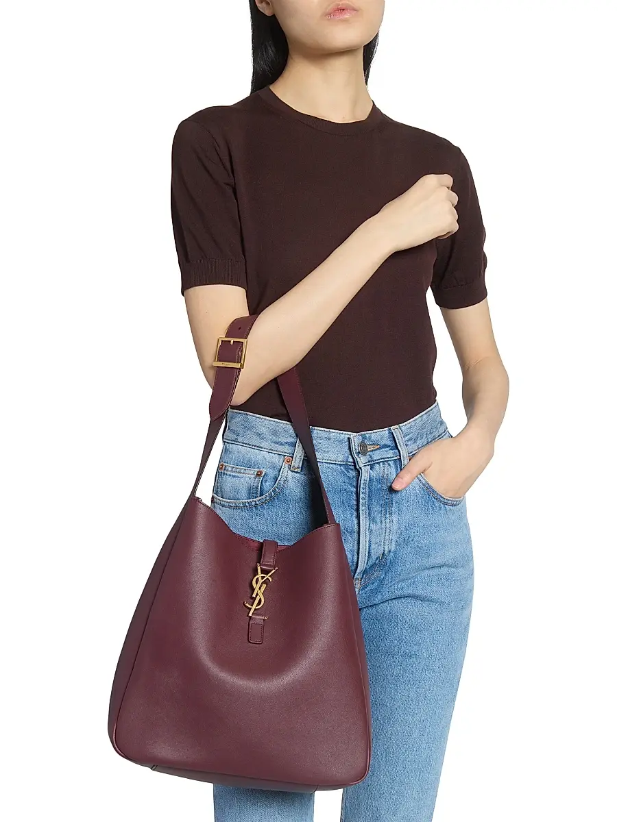Saint Laurent Women's Le 5 À 7 Supple Large Shoulder Bag in Grained Leather - Rouge Legion | Thumbnail 3 Saint Laurent Women's Le 5 À 7 Supple Large Shoulder Bag in Grained Leather - Rouge Legion | Thumbnail 3