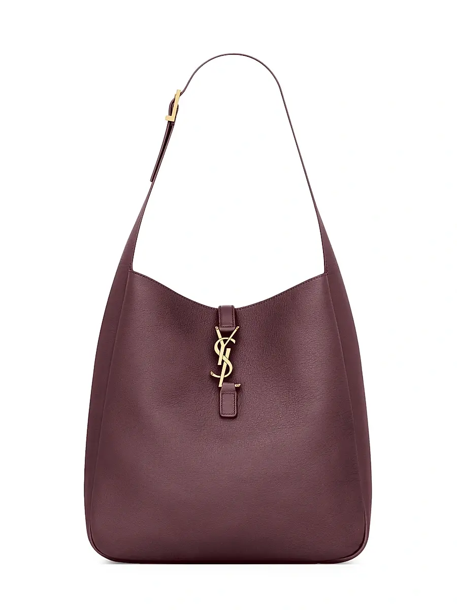 Women's Le 5 À 7 Supple Large Shoulder Bag in Grained Leather - Rouge Legion Women's Le 5 À 7 Supple Large Shoulder Bag in Grained Leather - Rouge Legion