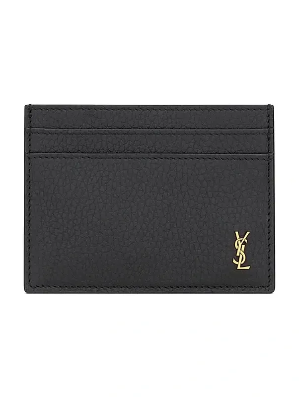 Men's Tiny Cassandre Card Case in Grained Leather - Black Men's Tiny Cassandre Card Case in Grained Leather - Black