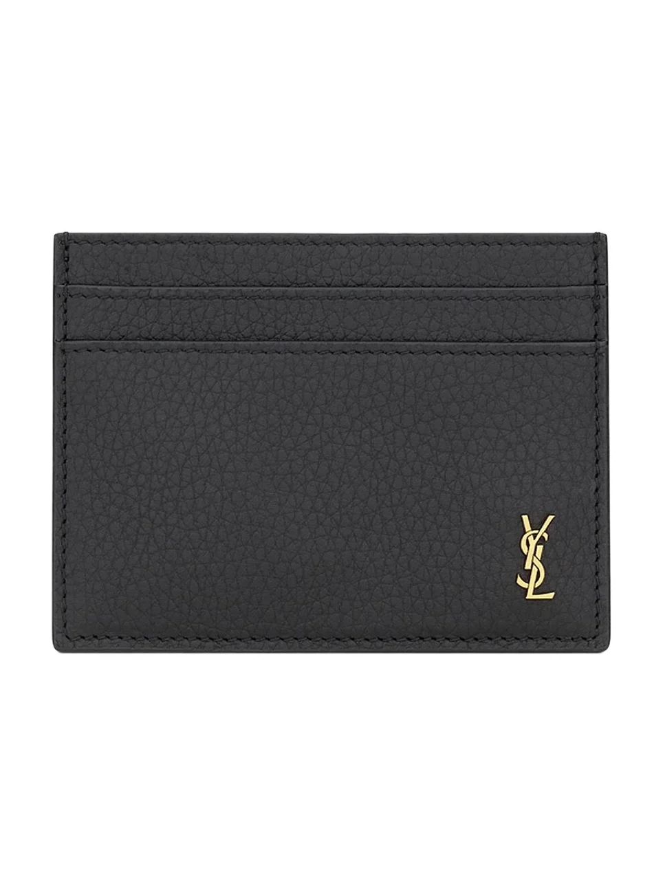 Saint Laurent Men's Tiny Cassandre Card Case in Grained Leather - Black