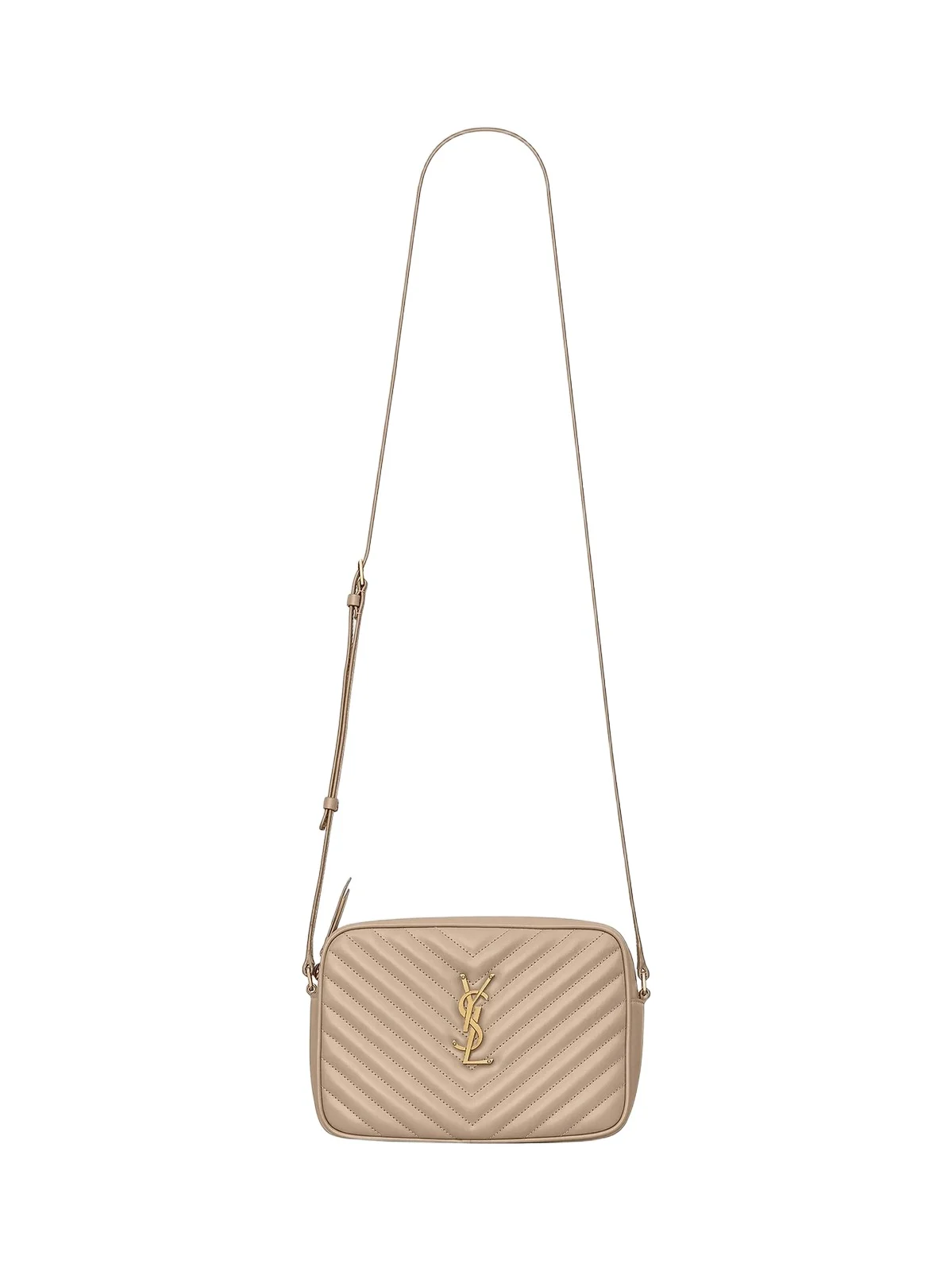 Saint Laurent Women's Lou Camera Crossbody Bag in Quilted Leather - Dark Beige
