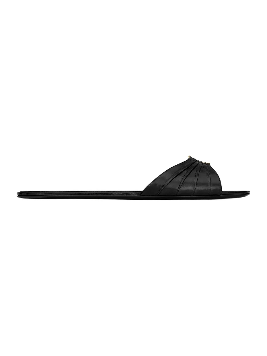 Women's Slides in Smooth Leather - Black Women's Slides in Smooth Leather - Black