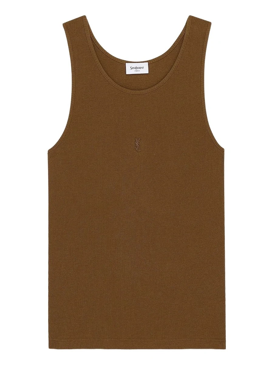 Saint Laurent Women's Cassandre Tank Top in Ribbed Cotton Jersey