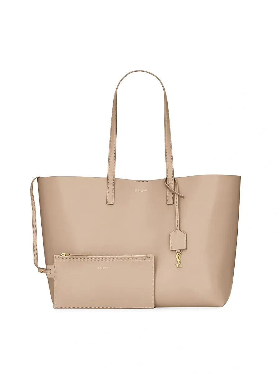 Saint Laurent Women's Shopping Tote Bag in Leather - Dark Beige | Thumbnail 3 Saint Laurent Women's Shopping Tote Bag in Leather - Dark Beige | Thumbnail 3