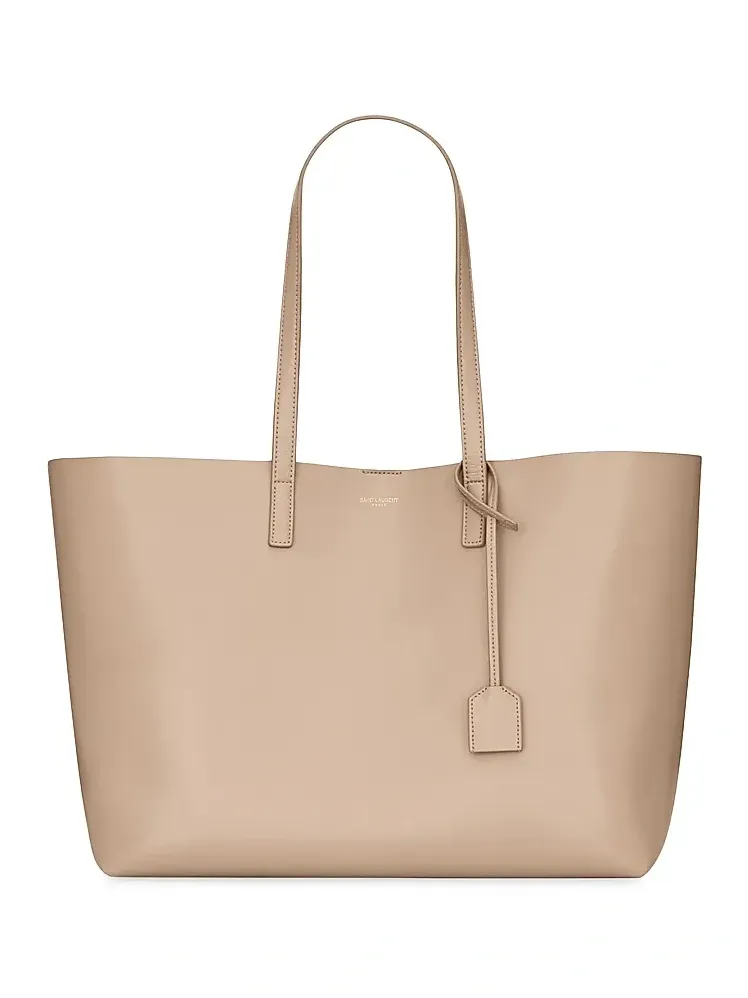 Women's Shopping Tote Bag in Leather - Dark Beige Women's Shopping Tote Bag in Leather - Dark Beige