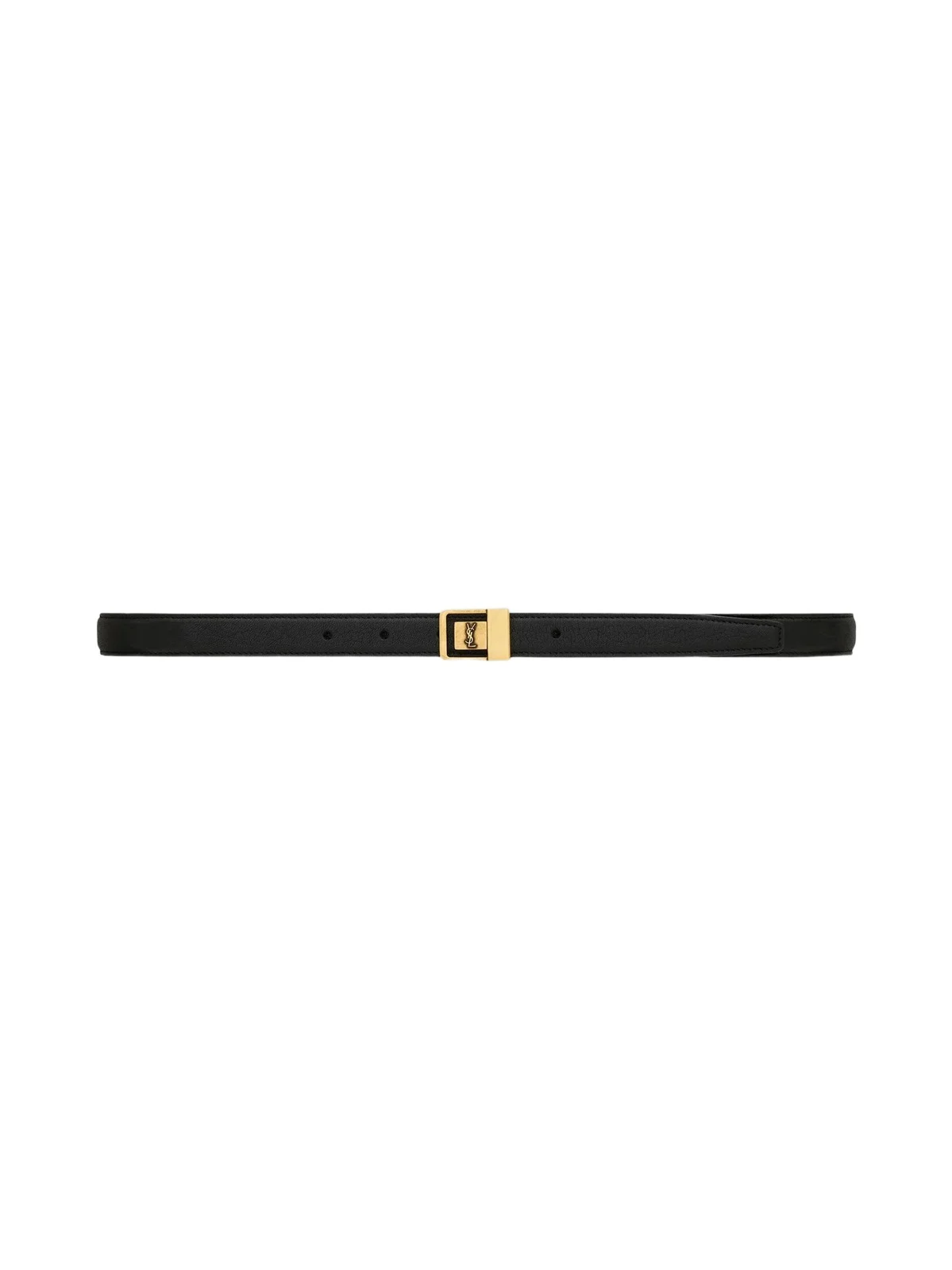 Women's LA 66 Buckle Thin Belt in Grained Lambskin - Black