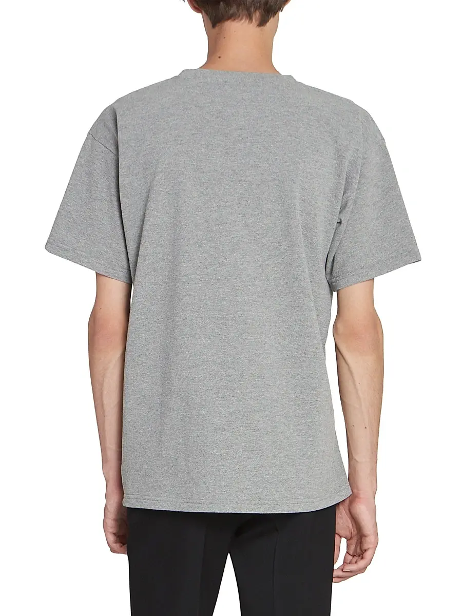Saint Laurent Men's Cassandre T-Shirt in Pique - Grey And Yellow | Thumbnail 6