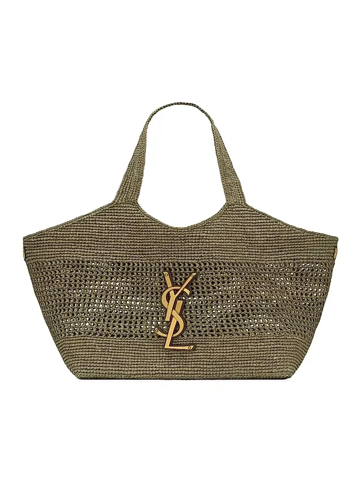 Women's Icare Medium Tote Bag in Raffia - Light Musk Women's Icare Medium Tote Bag in Raffia - Light Musk