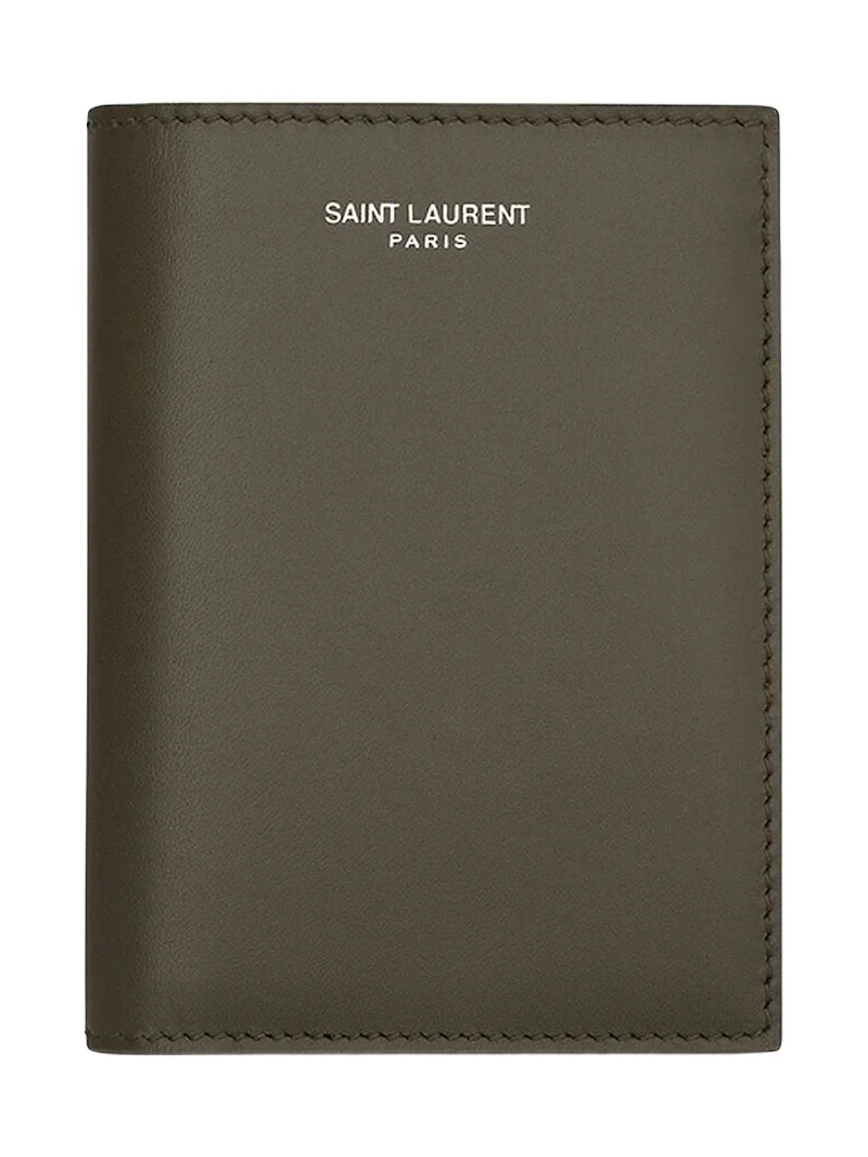 Saint Laurent Men's Credit Card Wallet in Smooth Leather - Light Musk