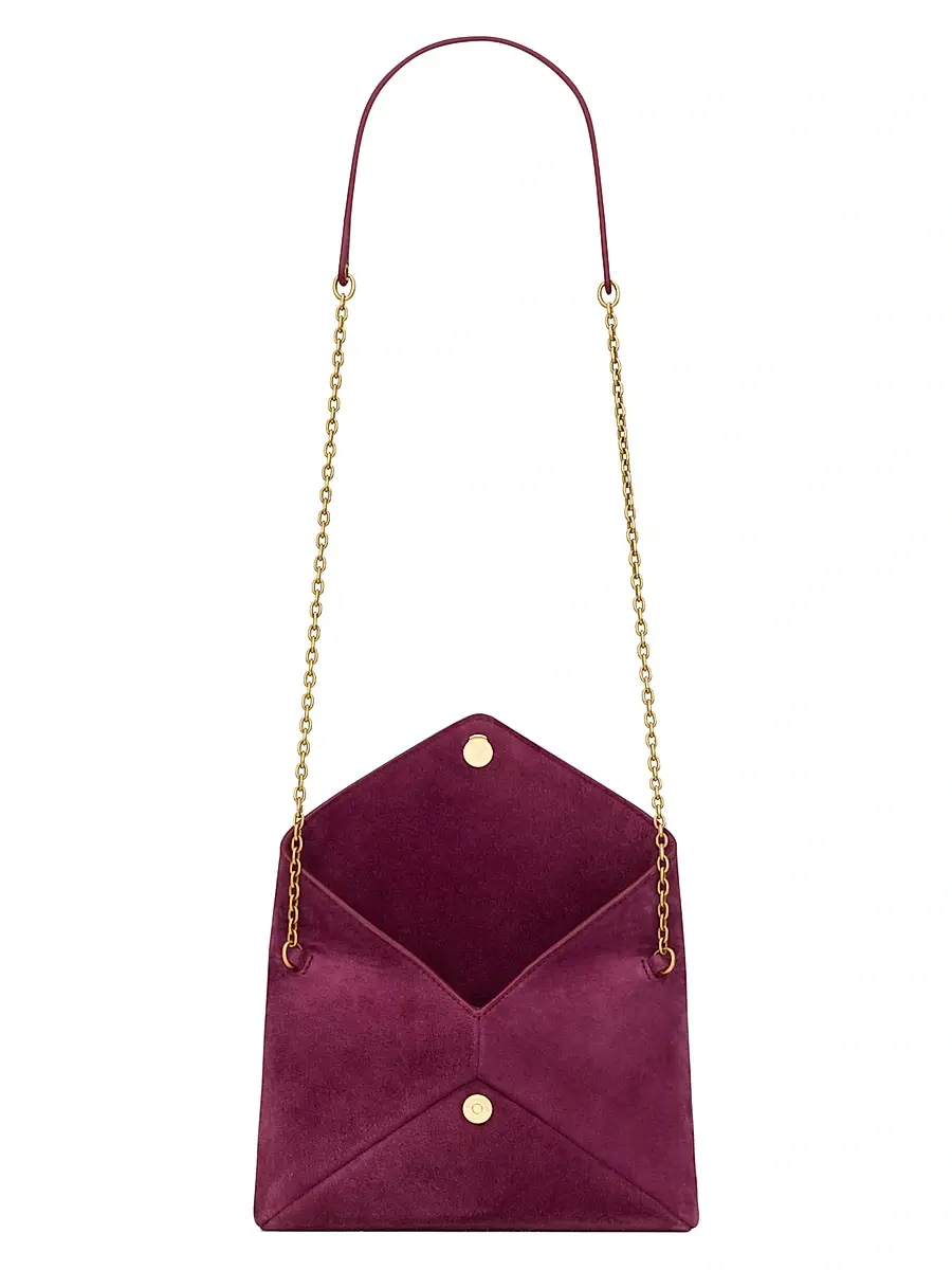 Saint Laurent Women's Cassandre Small Chain Pouch in Suede - Deep Fuchsia | Thumbnail 2 Saint Laurent Women's Cassandre Small Chain Pouch in Suede - Deep Fuchsia | Thumbnail 2