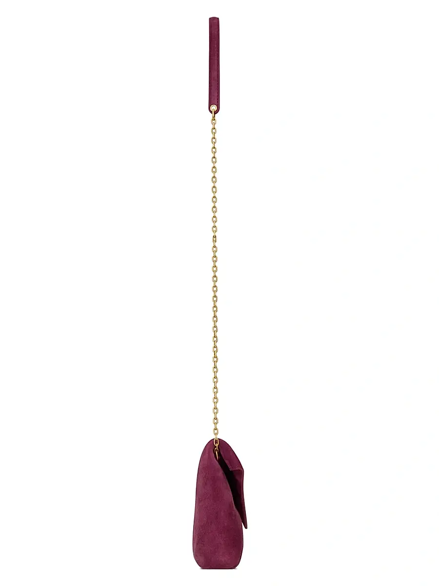 Saint Laurent Women's Cassandre Small Chain Pouch in Suede - Deep Fuchsia | Thumbnail 4 Saint Laurent Women's Cassandre Small Chain Pouch in Suede - Deep Fuchsia | Thumbnail 4