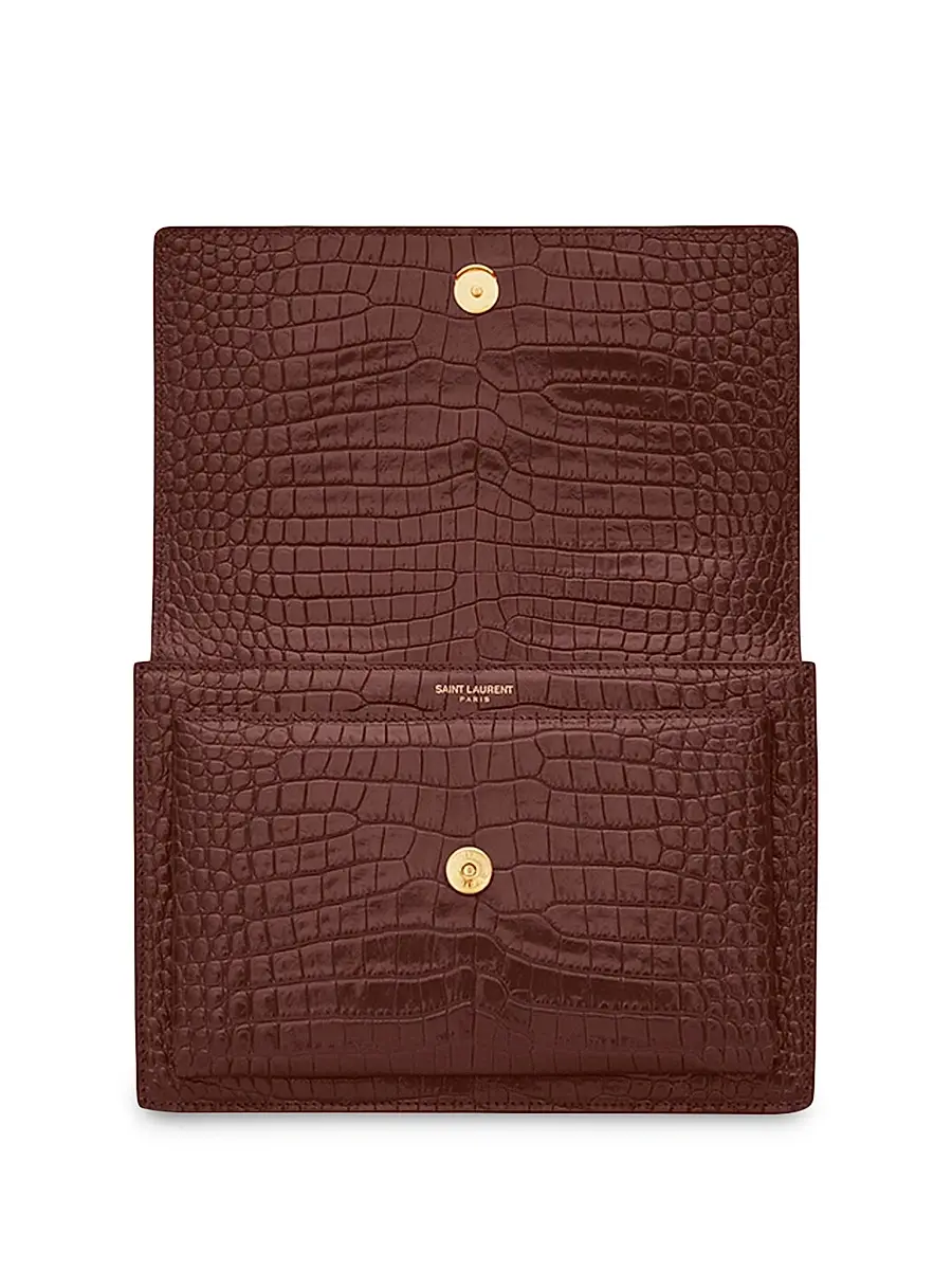 Saint Laurent Women's Sunset Croc-Embossed Leather Shoulder Bag - Red Velvet | Thumbnail 4 Saint Laurent Women's Sunset Croc-Embossed Leather Shoulder Bag - Red Velvet | Thumbnail 4