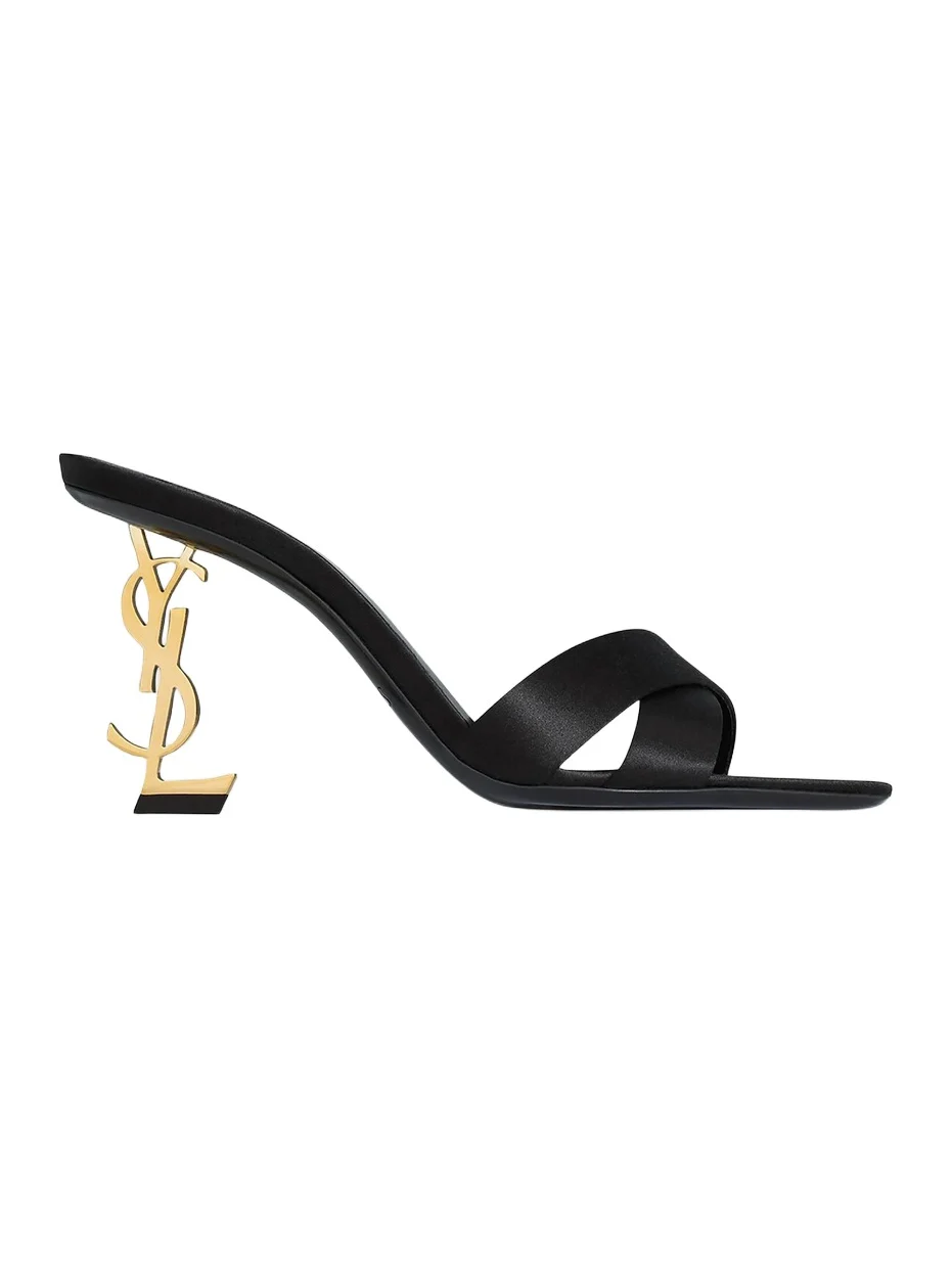 Saint Laurent Women's Opyum Mules in Satin Crepe - Black