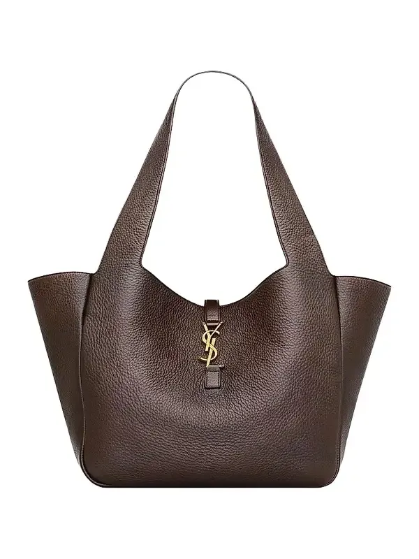 Women's Le 5 a 7 Bea Tote Bag in Grained Leather - Marron Fonce Women's Le 5 a 7 Bea Tote Bag in Grained Leather - Marron Fonce