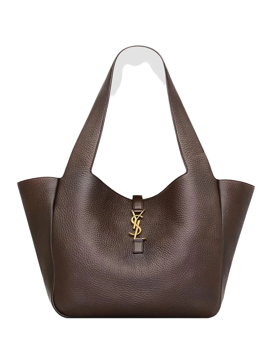 Saint Laurent Women's Le 5 a 7 Bea Tote Bag in Grained Leather - Marron Fonce