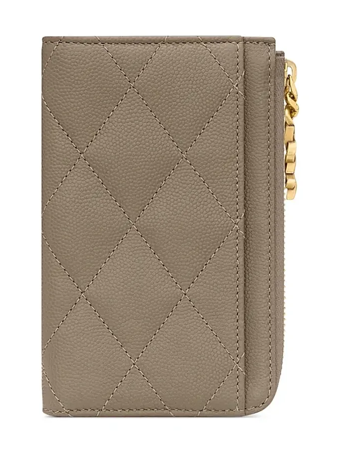 Women's Cassandre Bijou Zip Card Case in Grain De Poudre Leather