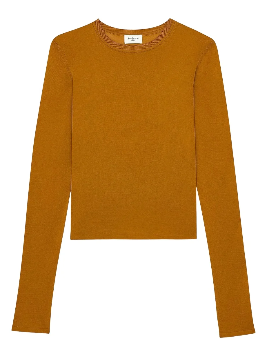 Saint Laurent Women's Cassandre Sheer Top in Knit - Curcuma