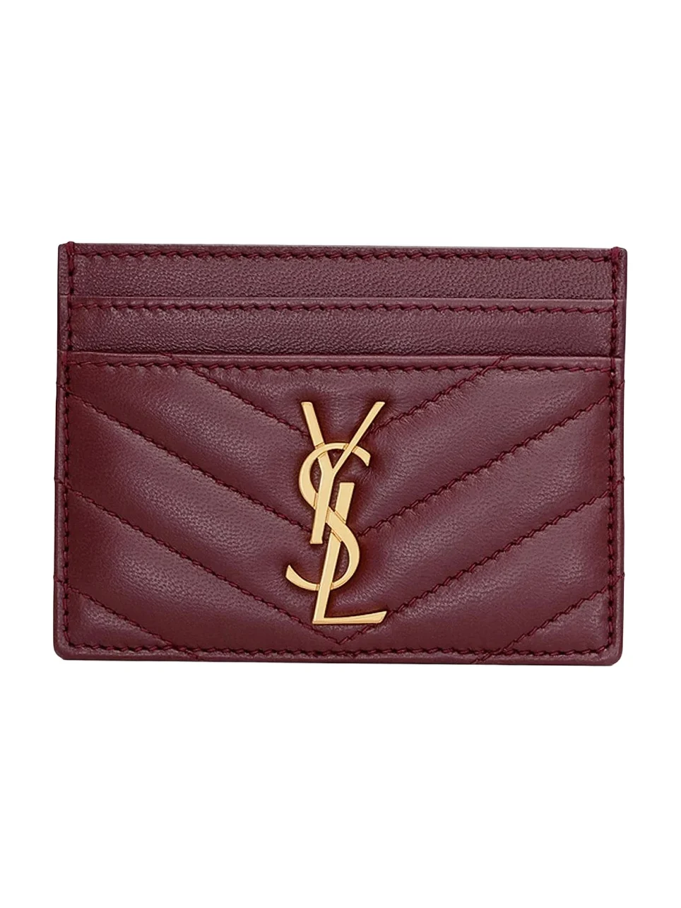 Women's Cassandre Matelass Card Case in Lambskin - Rouge Cabernet Women's Cassandre Matelass Card Case in Lambskin - Rouge Cabernet