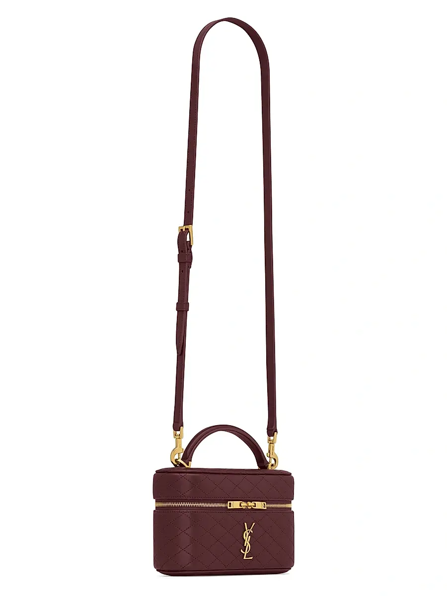Saint Laurent Women's Gaby Mini Vanity Bag in Lambskin - Rouge Cabernet | Thumbnail 3