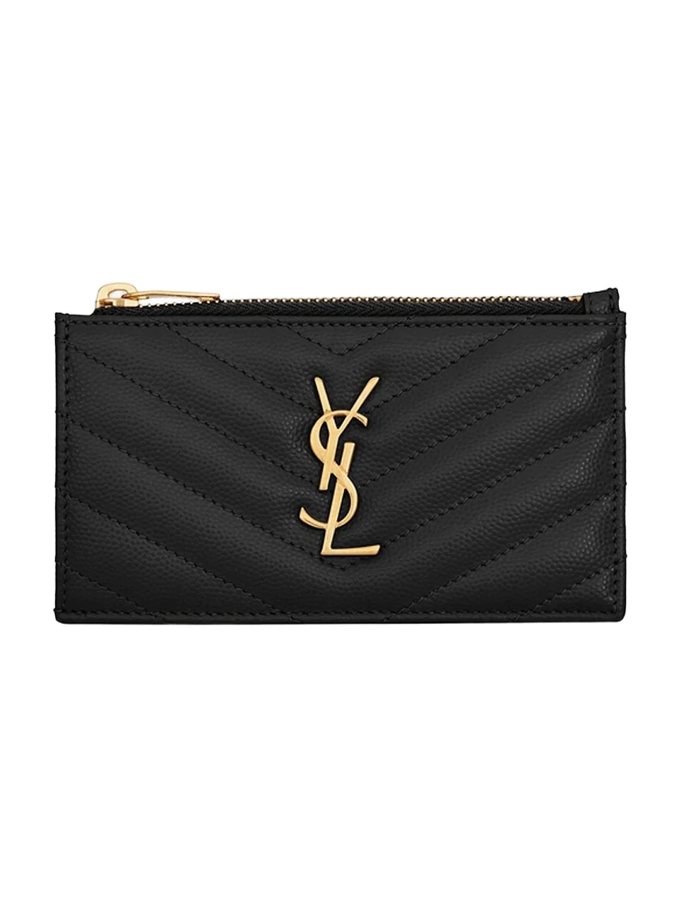 Women's Cassandre Matelassé Zipped Card Case in Leather - Nero Women's Cassandre Matelassé Zipped Card Case in Leather - Nero