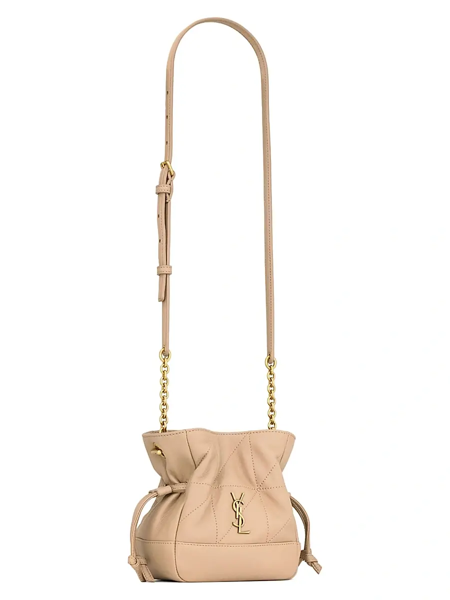 Saint Laurent Women's Jamie Mini Shoulder Pouch in Lambskin - Clear Beige | Thumbnail 3